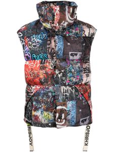 Khrisjoy gilet zippé à imprimé graffiti - Noir