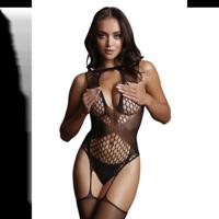 Le Désir by Shots Contrast Suspender Bodystocking - One Size