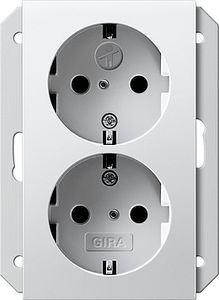 Dubbel stopcontact wit glanzend Gira voor ovale dozen