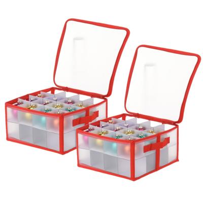 Kerst opbergbox - 2x - voor 32x kerstballen - 30 x 30 x 15 cm - opruimen/opbergen