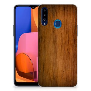 Samsung Galaxy A20s Bumper Hoesje Donker Hout