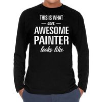 Awesome painter / schilder cadeau t-shirt long sleeves heren - thumbnail