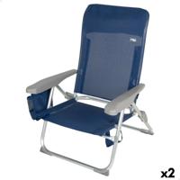 Strandstoel Aktive Slim Opvouwbaar Marineblauw 47 x 87 x 58 cm (2 Stuks)