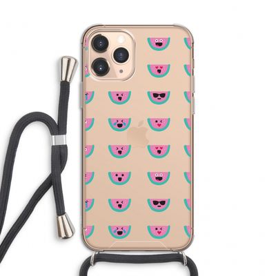 Smiley watermeloenprint: iPhone 11 Pro Transparant Hoesje met koord