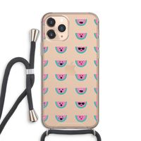 Smiley watermeloenprint: iPhone 11 Pro Transparant Hoesje met koord