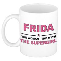 Naam cadeau mok/ beker Frida The woman, The myth the supergirl 300 ml   -