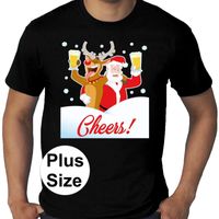 Plus size Fout kerstborrel shirt / kerst t-shirt Drunk Santa zwart voor heren 4XL  -