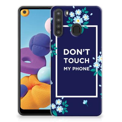 Samsung Galaxy A21 Silicone-hoesje Flowers Blue DTMP Samsung Galaxy A21 Silicone-hoesje Flowers Blue DTMP