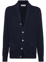 Brunello Cucinelli cardigan à col châle - Bleu