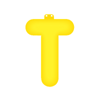 Gele letter T opblaasbaar