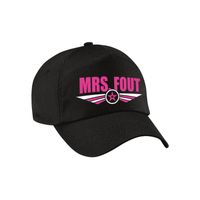 Foute party pet / baseball cap Mrs. fout roze op zwart voor dames - Verkleedhoofddeksels