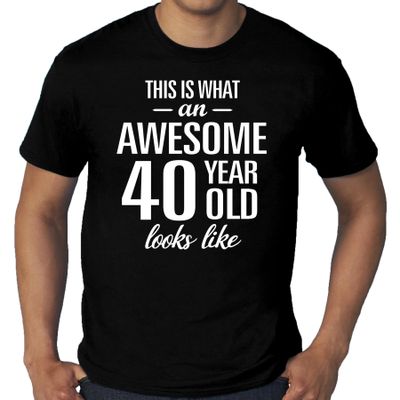 Grote Maten Awesome 40 year old/ 40 jarige t-shirt voor heren zwart Grote Maten Awesome 40 year old/ 40 jarige t-shirt voor heren zwart