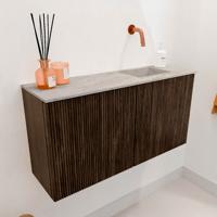 Toiletmeubel Mondiaz Joya Dlux | 80 cm | Meubelkleur Walnut | Faye wastafel Glace Wasbak Rechts | Zonder kraangat(en)