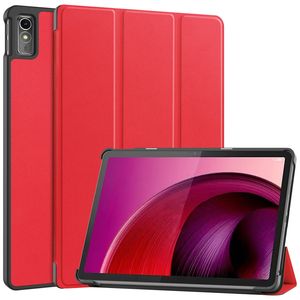 Basey Lenovo Tab M10 5G Hoesje Kunstleer Hoes Case Cover -Rood