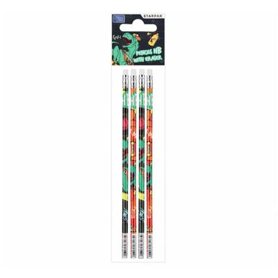 HB Potlood met Gum Skate Dino, 4st.