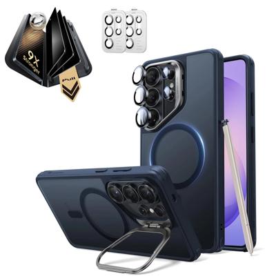 Galaxy S26 Ultra Bundle Classic Hybrid Magnetic Case (Stash Stand) and Armorite® Pro Privacy Screen Protector - Frosted Blue