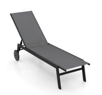 Tuinligstoel op Wielen met in 6 Standen Verstelbare Rugleuning en Ademende Stoelbekleding