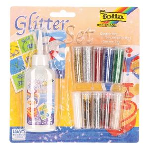 Glitterpoeder gekleurd 8 gram met lijm   -