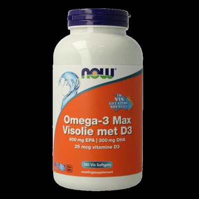 NOW Omega 3 max visolie D3 EPA DHA 180 Softgels