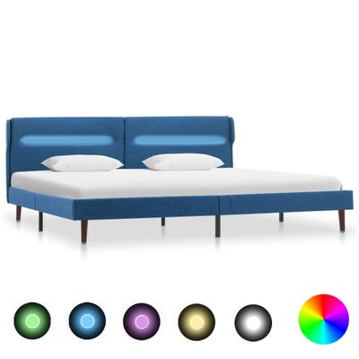vidaXL Bedframe met LED stof blauw 160x200 cm vidaXL Bedframe met LED stof blauw 160x200 cm