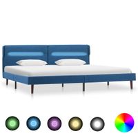 vidaXL Bedframe met LED stof blauw 160x200 cm - thumbnail