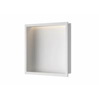 Inbouwnis Luca Sanitair 30x30x6,5 cm RVS Mat Wit PVD + LED verlichting Luca Sanitair