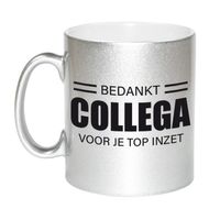 1x stuks collega cadeau mok / beker zilver bedankt collega voor je top inzet