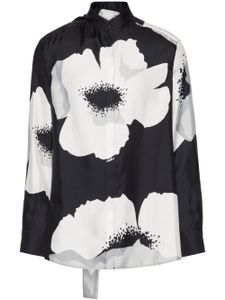 Valentino Garavani chemise en soie à fleurs - Noir