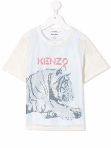 Kenzo Kids t-shirt à imprimé tigre - Tons neutres