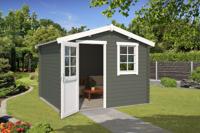 Outdoor Life Nina Blokhut 295x295 cm 28 mm vuren Green Grey-Wit gecoat- Zadeldak- - Outdoor Life Outdoor Life Nina Blokhut 295x295 cm 28 mm vuren Green Grey-Wit gecoat- Zadeldak- - Outdoor Life