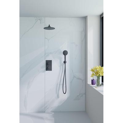 Fortifura Calvi Inbouw Regendoucheset - thermostatisch - wandarm - 25cm hoofddouche - ronde handdouche - gladde doucheslang - mat zwart SW706210/SW720553/SW720560/SW542644/SW721167