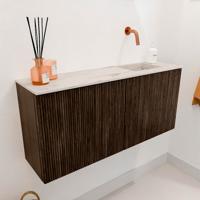 Toiletmeubel Mondiaz Joya Dlux | 90 cm | Meubelkleur Walnut | Faye wastafel Nata Wasbak Rechts | Zonder kraangat(en)