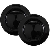 Set van 2x stuks diner onderborden rond zwart glimmend 33 cm