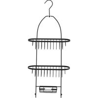 Tendance Hangend Doucherekje met zeep bakje - zwart - 3-laags - 26 x 63 cm - metaal - zonder boren Tendance Hangend Doucherekje met zeep bakje - zwart - 3-laags - 26 x 63 cm - metaal - zonder boren