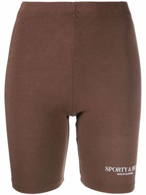 Sporty & Rich short cycliste à logo imprimé - Marron