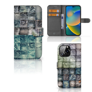 Wallet Case met Pasjes iPhone 14 Pro Max Spijkerbroeken