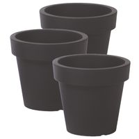 3x stuks basic plantenpot/bloempot kunststof dia 16 cm/hoogte 14.5 cm antraciet grijs