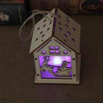 Kerst lichtgevende houten huis kerstboom decoraties opknoping ornamenten DIY cadeau venster decoratie stijl: kleine trekken Santa Claus