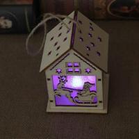 Kerst lichtgevende houten huis kerstboom decoraties opknoping ornamenten DIY cadeau venster decoratie stijl: kleine trekken Santa Claus