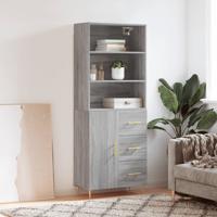 Hoge kast 69,5x34x180 cm bewerkt hout grijs sonoma eikenkleurig
