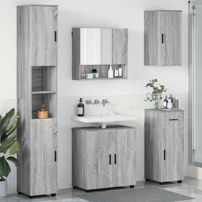Badkamermeubelset met lade 5 pcs Grijs sonoma 61 x 35 x 64 cm
