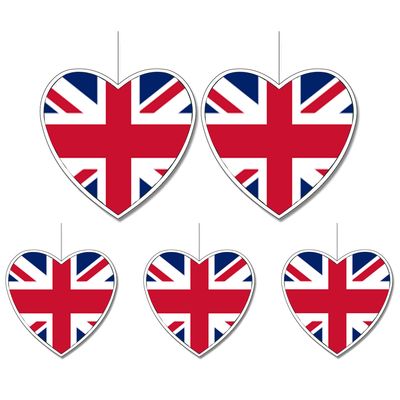 5-delige hou van Groot Brittanie/Engeland versiering set hartjes van 14 cm en 28 cm