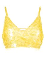 P.A.R.O.S.H. haut crop orné de sequins à col v - Jaune