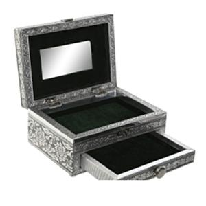 Sieradenkistje Emirates - 17 x 12 x 8 cm - Zilver - Juwelenkistje met deksel - 1-vaks en lade