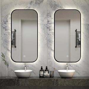 Badkamerspiegel SaniClear Denver | 50x100 cm | Set van 2 | Indirecte verlichting | Touch button | Met spiegelverwarming