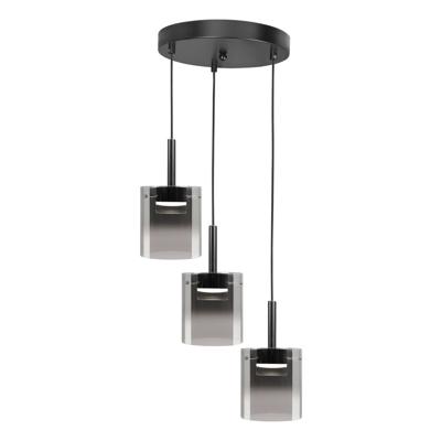 Highlight 3-lichts hanglampSalerno zwart met smoke glas - H5428.01