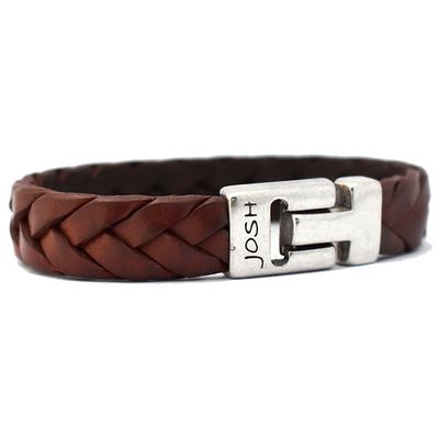 JOSH 24353-BRA-S-CO Armband leder cognac-zilverkleurig 16 mm