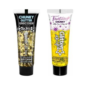 Paintglow Chunky Glittergel voor lichaam en gezicht - 2 tubes - goud en goudgeel - 12 ml