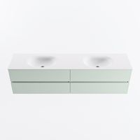 MONDIAZ VICA 190cm badmeubel onderkast Greey 4 lades. Wastafel MOON dubbel 2 kraangaten, kleur Talc.