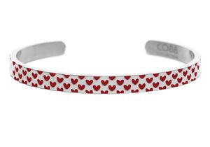 CO88 Collection 8CB-90099 - Stalen bangle armband - hart patroon - one-size - zilverkleurig